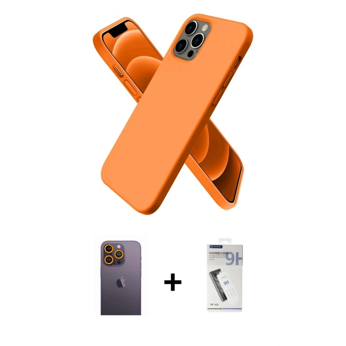 MARSİLYAN™- iPhone 12 Pro Max Kılıf Kozmos Yansıma Özel Seri - Şeffaf Uv Polymer Nano Ekran Koruyucu + Sarı Neon Fosforlu Kamera Lens
