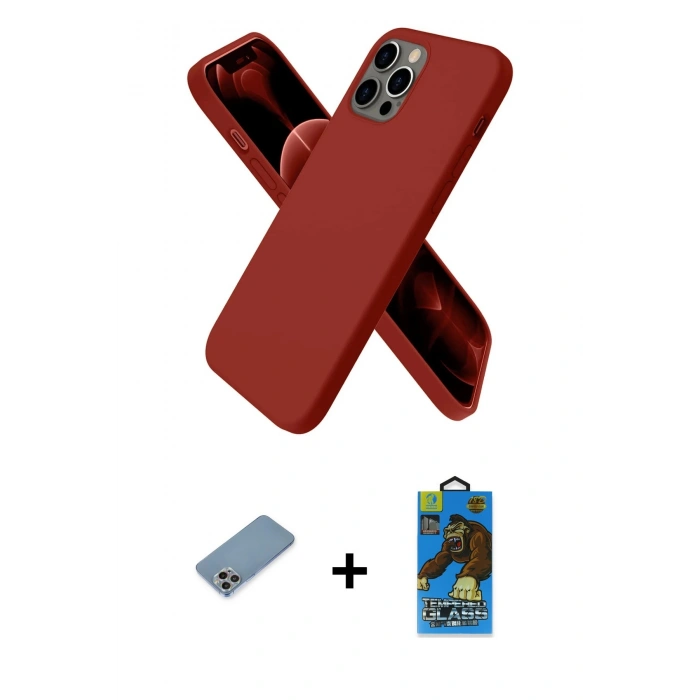 MARSİLYAN™- iPhone 12 Pro Max Kılıf Kozmos Yansıma Özel Seri - Siyah 18D Cam Ekran Koruyucu + Shine Kamera Lens Koruma Cam - GI