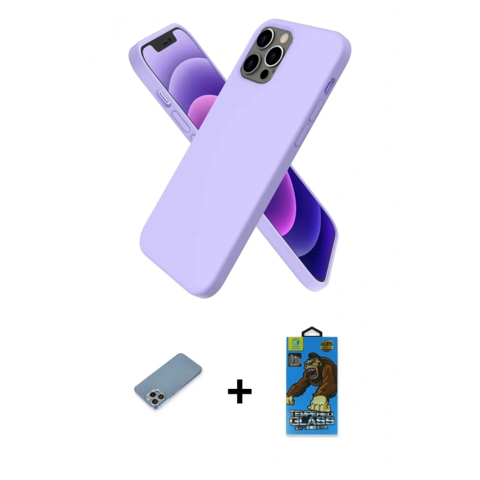 MARSİLYAN™- iPhone 12 Pro Max Kılıf Kozmos Yansıma Özel Seri - Siyah 18D Cam Ekran Koruyucu + Shine Kamera Lens Koruma Cam - GI