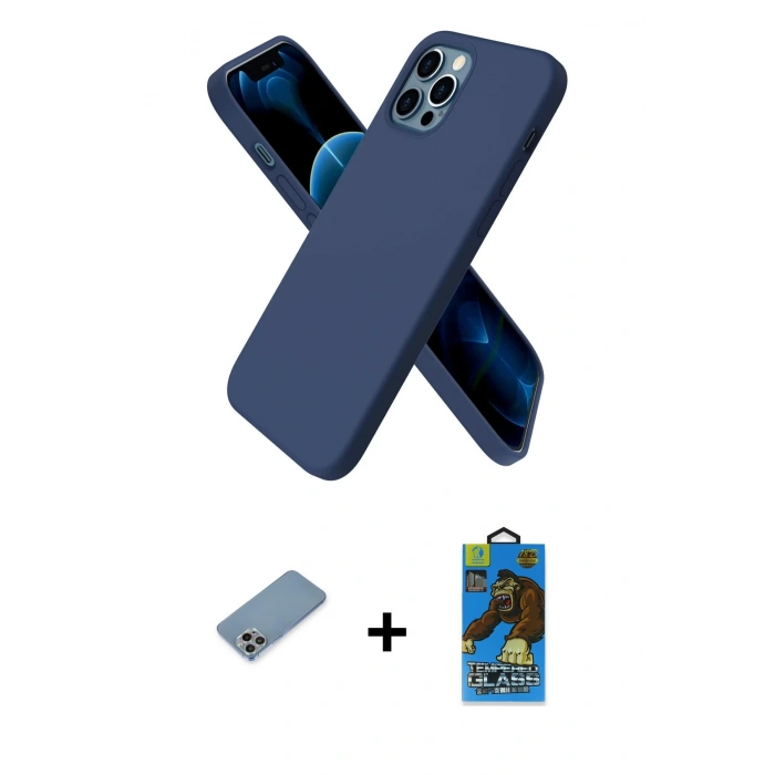 MARSİLYAN™- iPhone 12 Pro Max Kılıf Kozmos Yansıma Özel Seri - Siyah 18D Cam Ekran Koruyucu + Shine Kamera Lens Koruma Cam - GI