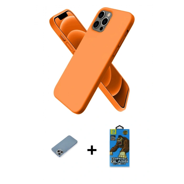 MARSİLYAN™- iPhone 12 Pro Max Kılıf Kozmos Yansıma Özel Seri - Siyah 18D Cam Ekran Koruyucu + Shine Kamera Lens Koruma Cam - GI