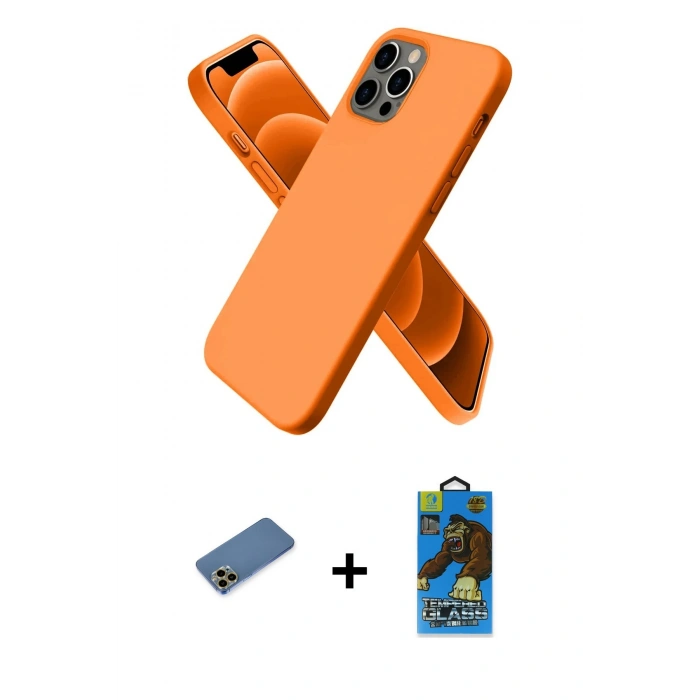 MARSİLYAN™- iPhone 12 Pro Max Kılıf Kozmos Yansıma Özel Seri - Siyah 18D Cam Ekran Koruyucu + Gold Shine Kamera Lens Koruma Cam