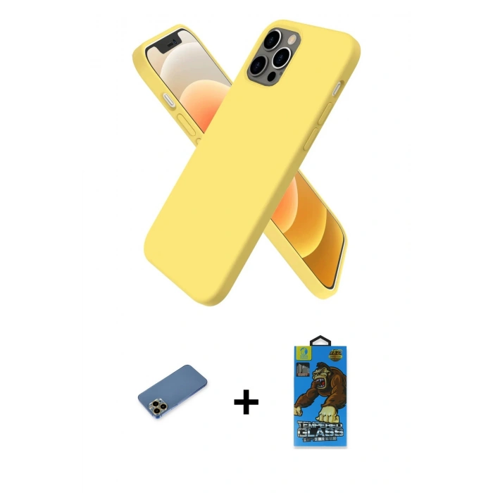 MARSİLYAN™- iPhone 12 Pro Max Kılıf Kozmos Yansıma Özel Seri - Siyah 18D Cam Ekran Koruyucu + Gold Shine Kamera Lens Koruma Cam