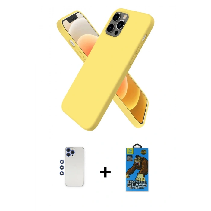 MARSİLYAN™- iPhone 12 Pro Max Kılıf Kozmos Yansıma Özel Seri - Siyah 18D Cam Ekran Koruyucu + Shine Kamera Lens - LT