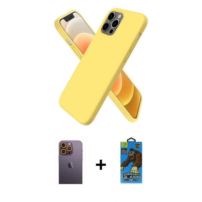 MARSİLYAN™- iPhone 12 Pro Max Kılıf Kozmos Yansıma Özel Seri - Siyah 18D Cam Ekran Koruyucu + Neon Fosforlu Kamera Lens - SI