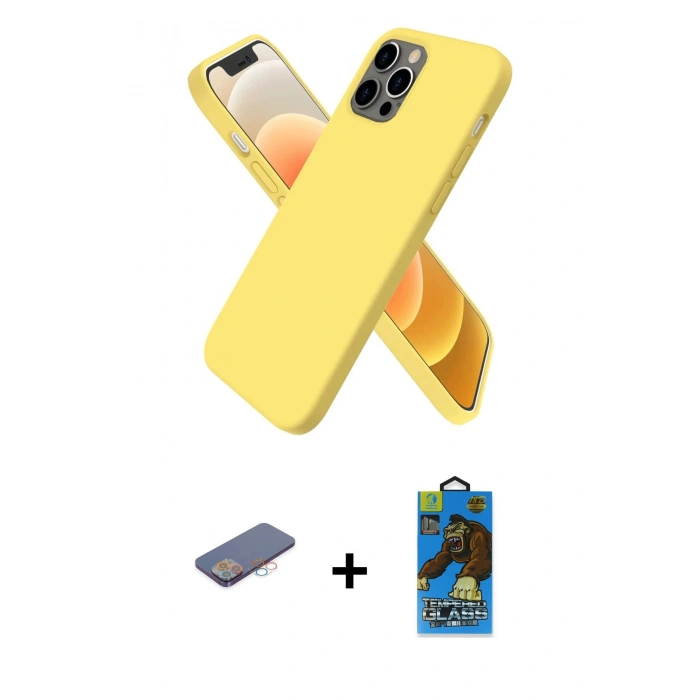 MARSİLYAN™- iPhone 12 Pro Max Kılıf Kozmos Yansıma Özel Seri - Siyah 18D Cam Ekran Koruyucu + Renkli Kamera Lens Koruma Cam - PE
