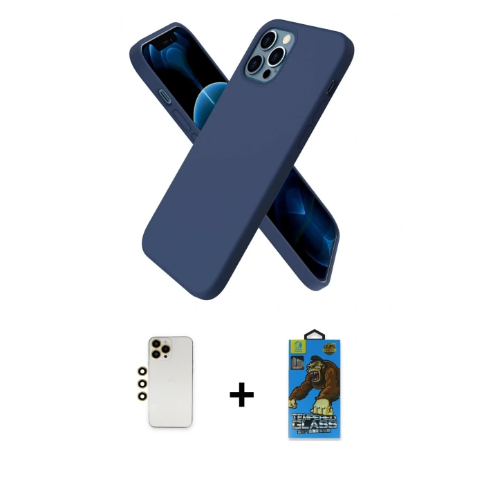 MARSİLYAN™- iPhone 12 Pro Max Kılıf Kozmos Yansıma Özel Seri - Siyah 18D Cam Ekran Koruyucu + Shine Kamera Lens - GD