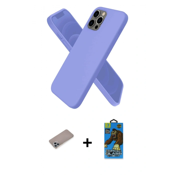 MARSİLYAN™- iPhone 12 Pro Max Kılıf Kozmos Yansıma Özel Seri - Siyah 18D Cam Ekran Koruyucu + Shine Kamera Lens Koruma Cam - SABE