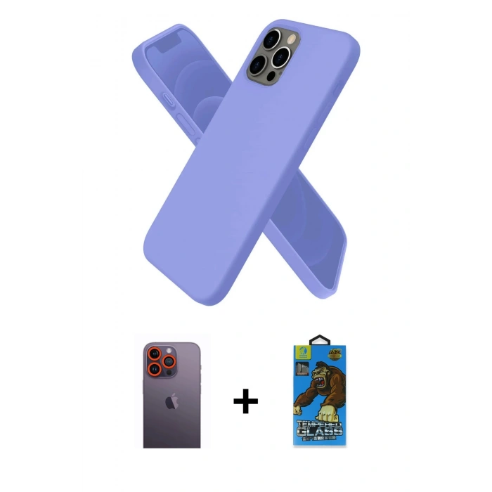 MARSİLYAN™- iPhone 12 Pro Max Kılıf Kozmos Yansıma Özel Seri - Siyah 18D Cam Ekran Koruyucu + Turuncu Neon Fosforlu Kamera Lens