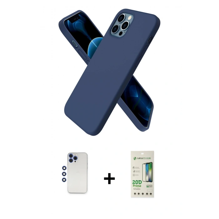 MARSİLYAN™- iPhone 12 Pro Max Kılıf Kozmos Yansıma Özel Seri - Siyah 20D Premium Cam Ekran Koruyucu + Shine Kamera Lens - LT