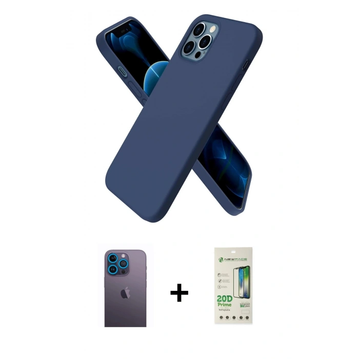 MARSİLYAN™- iPhone 12 Pro Max Kılıf Kozmos Yansıma Özel Seri - Siyah 20D Premium Cam Ekran Koruyucu + Neon Fosforlu Kamera Lens - MI
