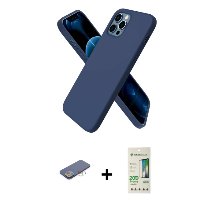 MARSİLYAN™- iPhone 12 Pro Max Kılıf Kozmos Yansıma Özel Seri - Siyah 20D Premium Cam Ekran Koruyucu + Renkli Kamera Lens Koruma Cam - MI