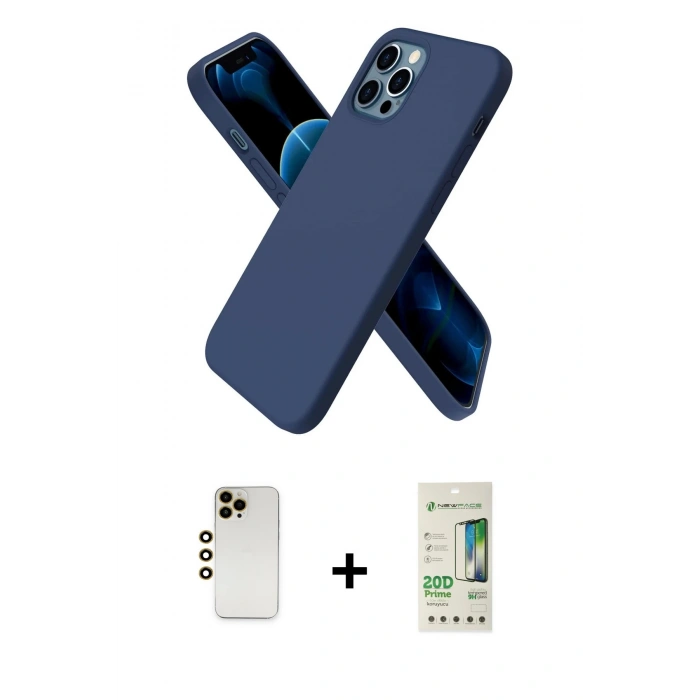 MARSİLYAN™- iPhone 12 Pro Max Kılıf Kozmos Yansıma Özel Seri - Siyah 20D Premium Cam Ekran Koruyucu + Shine Kamera Lens - GD