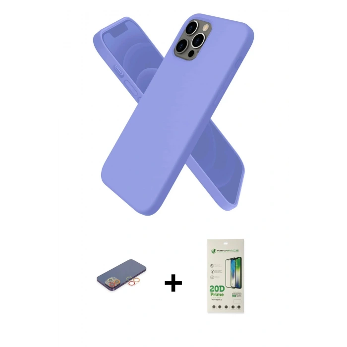 MARSİLYAN™- iPhone 12 Pro Max Kılıf Kozmos Yansıma Özel Seri - Siyah 20D Premium Cam Ekran Koruyucu + Turuncu Renkli Kamera Lens Koruma Cam