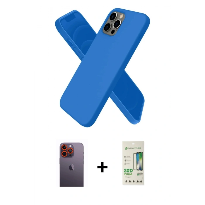 MARSİLYAN™- iPhone 12 Pro Max Kılıf Kozmos Yansıma Özel Seri - Siyah 20D Premium Cam Ekran Koruyucu + Turuncu Neon Fosforlu Kamera Lens