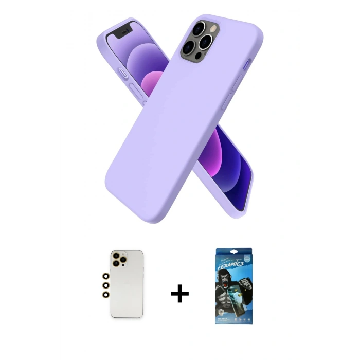 MARSİLYAN™- iPhone 12 Pro Max Kılıf Kozmos Yansıma Özel Seri - Siyah 34D Izgaralı Cam + Shine Kamera Lens - GD
