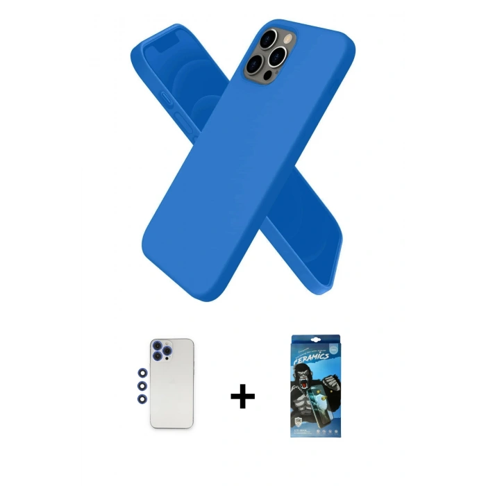 MARSİLYAN™- iPhone 12 Pro Max Kılıf Kozmos Yansıma Özel Seri - Siyah 34D Izgaralı Cam + Shine Kamera Lens - LT