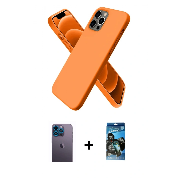 MARSİLYAN™- iPhone 12 Pro Max Kılıf Kozmos Yansıma Özel Seri - Siyah 34D Izgaralı Cam + Mavi Neon Fosforlu Kamera Lens