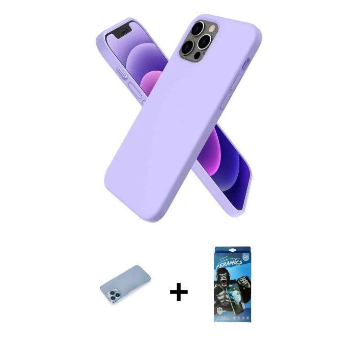 MARSİLYAN™- iPhone 12 Pro Max Kılıf Kozmos Yansıma Özel Seri - Siyah 34D Izgaralı Cam + Mavi Shine Kamera Lens Koruma Cam