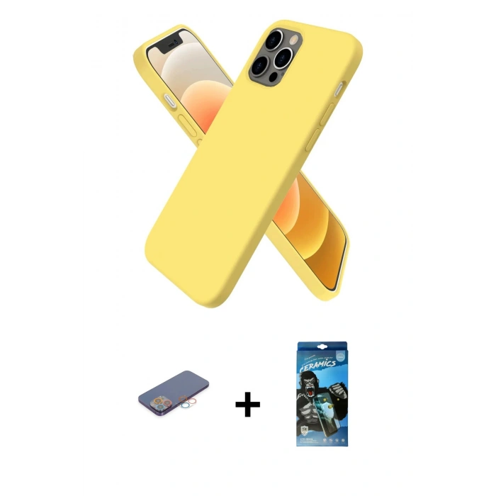 MARSİLYAN™- iPhone 12 Pro Max Kılıf Kozmos Yansıma Özel Seri - Siyah 34D Izgaralı Cam + Renkli Kamera Lens Koruma Cam - PE