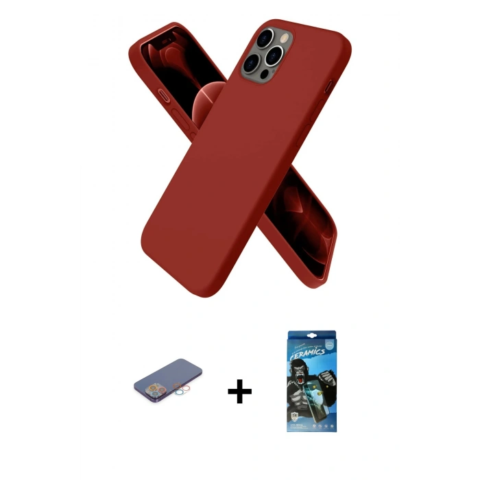 MARSİLYAN™- iPhone 12 Pro Max Kılıf Kozmos Yansıma Özel Seri - Siyah 34D Izgaralı Cam + Renkli Kamera Lens Koruma Cam - PE