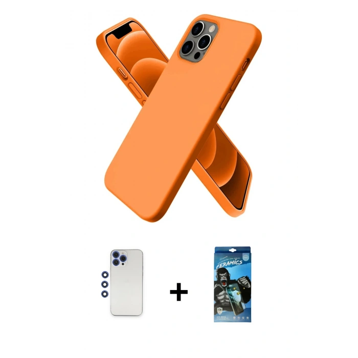 MARSİLYAN™- iPhone 12 Pro Max Kılıf Kozmos Yansıma Özel Seri - Siyah 34D Izgaralı Cam + Shine Kamera Lens - LT