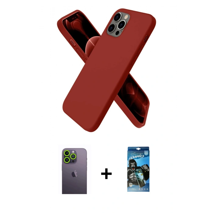 MARSİLYAN™- iPhone 12 Pro Max Kılıf Kozmos Yansıma Özel Seri - Siyah 34D Izgaralı Cam + Neon Fosforlu Kamera Lens - YL