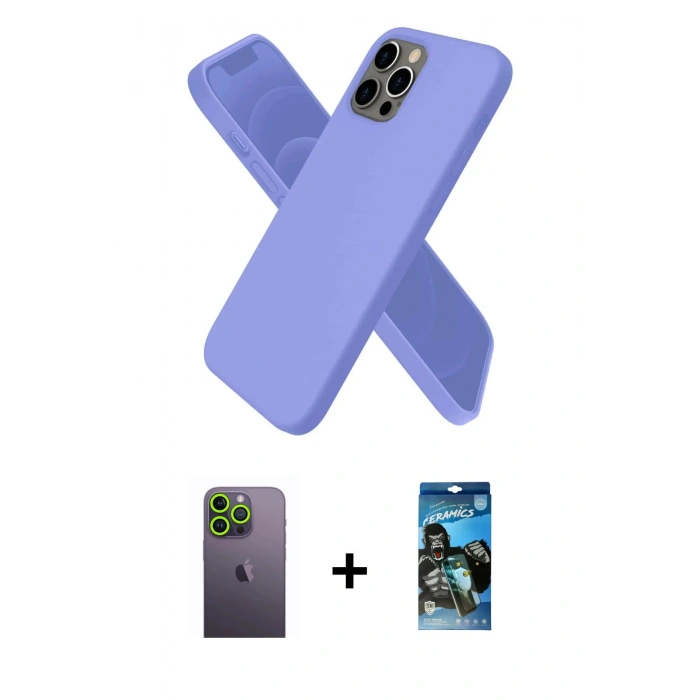 MARSİLYAN™- iPhone 12 Pro Max Kılıf Kozmos Yansıma Özel Seri - Siyah 34D Izgaralı Cam + Neon Fosforlu Kamera Lens - YL