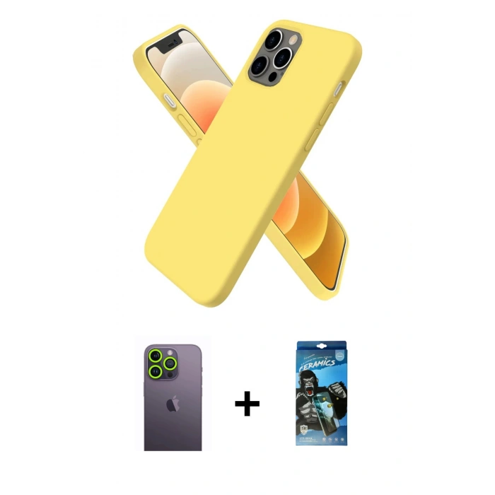 MARSİLYAN™- iPhone 12 Pro Max Kılıf Kozmos Yansıma Özel Seri - Siyah 34D Izgaralı Cam + Neon Fosforlu Kamera Lens - YL