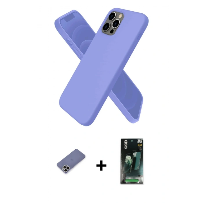 MARSİLYAN™- iPhone 12 Pro Max Kılıf Kozmos Yansıma Özel Seri - Siyah 360 Mat Full Body Arka Koruyucu + Metal Kamera Lens Koruma Cam - GD
