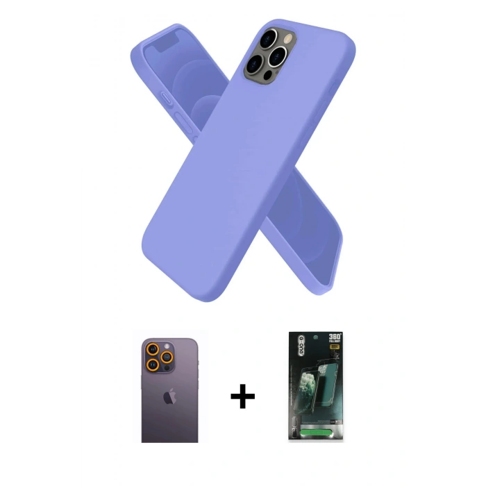 MARSİLYAN™- iPhone 12 Pro Max Kılıf Kozmos Yansıma Özel Seri - Siyah 360 Mat Full Body Arka Koruyucu + Neon Fosforlu Kamera Lens - SI