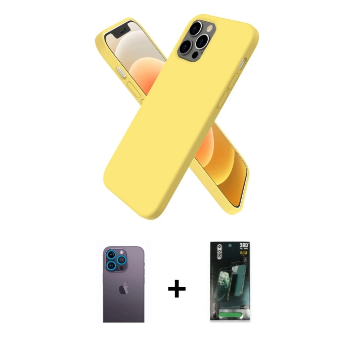 MARSİLYAN™- iPhone 12 Pro Max Kılıf Kozmos Yansıma Özel Seri - Siyah 360 Mat Full Body Arka Koruyucu + Neon Fosforlu Kamera Lens - MI
