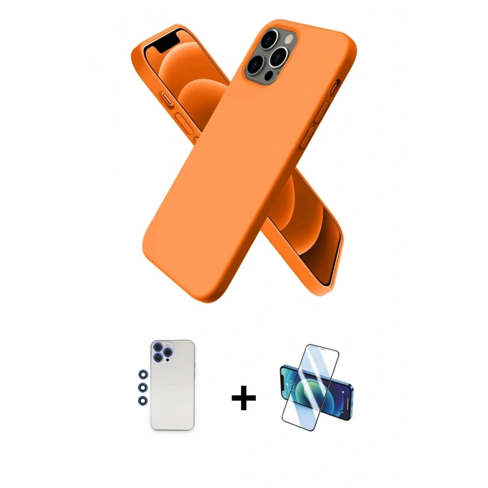 MARSİLYAN™- iPhone 12 Pro Max Kılıf Kozmos Yansıma Özel Seri - Siyah 3D Antistatik Cam Ekran Koruyucu + Shine Kamera Lens - LT