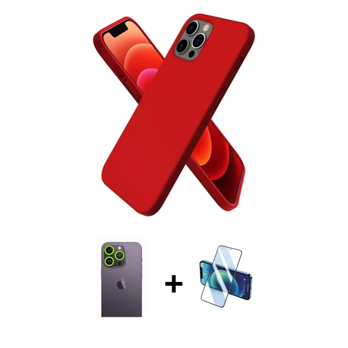 MARSİLYAN™- iPhone 12 Pro Max Kılıf Kozmos Yansıma Özel Seri - Siyah 3D Antistatik Cam Ekran Koruyucu + Neon Fosforlu Kamera Lens - YL