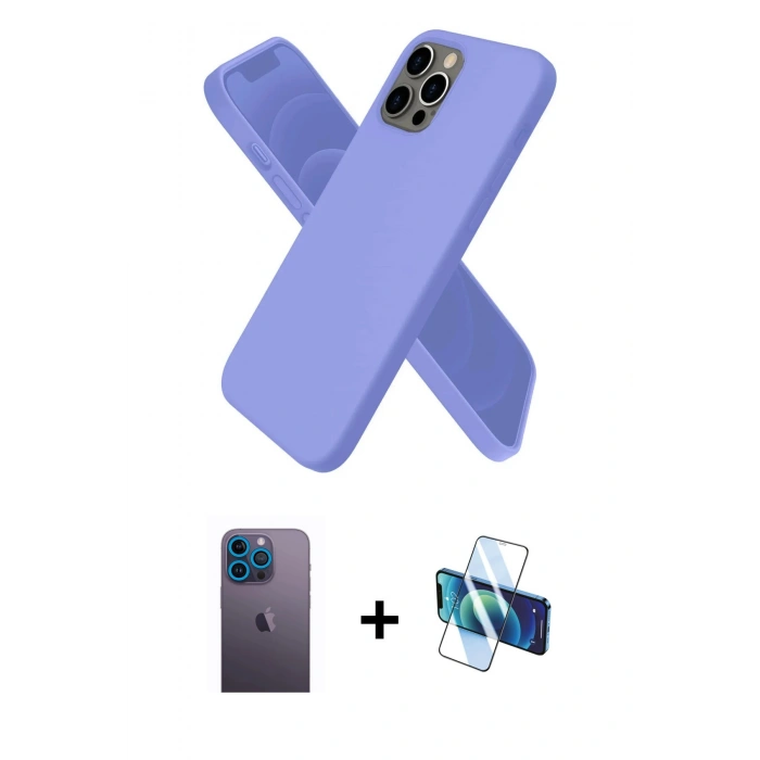 MARSİLYAN™- iPhone 12 Pro Max Kılıf Kozmos Yansıma Özel Seri - Siyah 3D Antistatik Cam Ekran Koruyucu + Neon Fosforlu Kamera Lens - MI