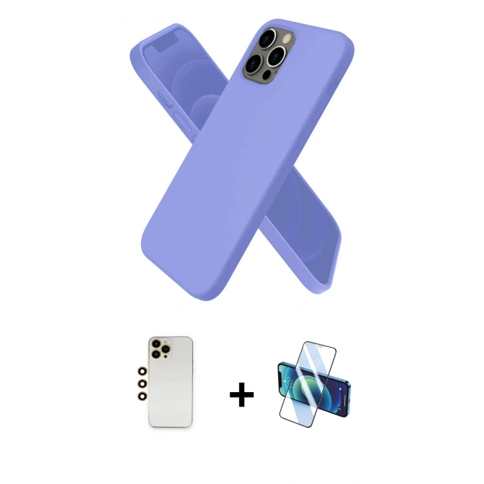 MARSİLYAN™- iPhone 12 Pro Max Kılıf Kozmos Yansıma Özel Seri - Siyah 3D Antistatik Cam Ekran Koruyucu + Shine Kamera Lens - GD