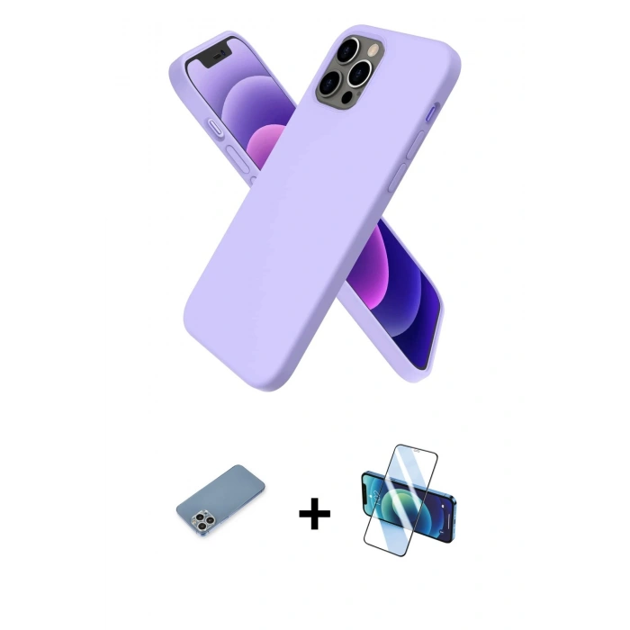 MARSİLYAN™- iPhone 12 Pro Max Kılıf Kozmos Yansıma Özel Seri - Siyah 3D Antistatik Cam Ekran Koruyucu + Shine Kamera Lens Koruma Cam - GS