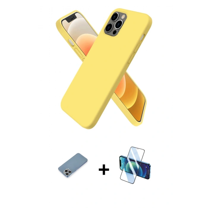MARSİLYAN™- iPhone 12 Pro Max Kılıf Kozmos Yansıma Özel Seri - Siyah 3D Antistatik Cam Ekran Koruyucu + Shine Kamera Lens Koruma Cam - GI