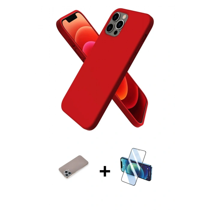 MARSİLYAN™- iPhone 12 Pro Max Kılıf Kozmos Yansıma Özel Seri - Siyah 3D Antistatik Cam Ekran Koruyucu + Shine Kamera Lens Koruma Cam - SABE