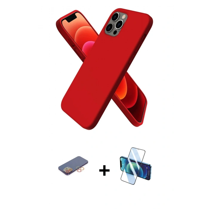 MARSİLYAN™- iPhone 12 Pro Max Kılıf Kozmos Yansıma Özel Seri - Siyah 3D Antistatik Cam Ekran Koruyucu + Renkli Kamera Lens Koruma Cam - TU