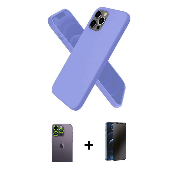 MARSİLYAN™- iPhone 12 Pro Max Kılıf Kozmos Yansıma Özel Seri - Siyah 3D Antistatik Hayalet Cam Ekran Koruyucu + Neon Fosforlu Kamera Lens - YL