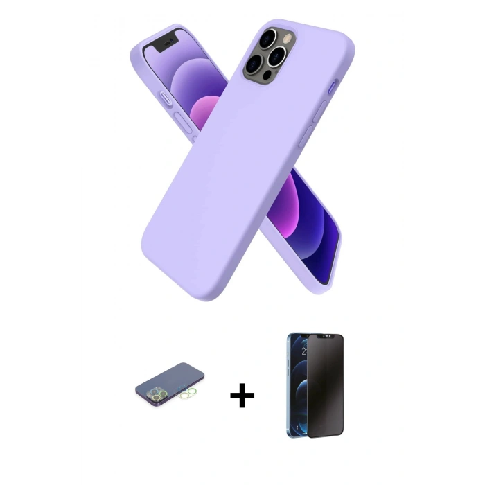 MARSİLYAN™- iPhone 12 Pro Max Kılıf Kozmos Yansıma Özel Seri - Siyah 3D Antistatik Hayalet Cam Ekran Koruyucu + Renkli Kamera Lens Koruma Cam - YL