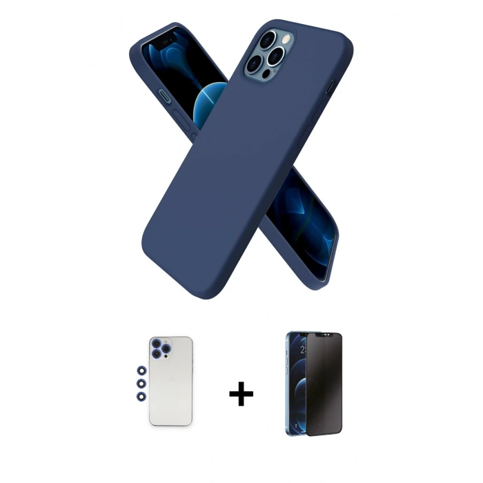 MARSİLYAN™- iPhone 12 Pro Max Kılıf Kozmos Yansıma Özel Seri - Siyah 3D Antistatik Hayalet Cam Ekran Koruyucu + Shine Kamera Lens - LT