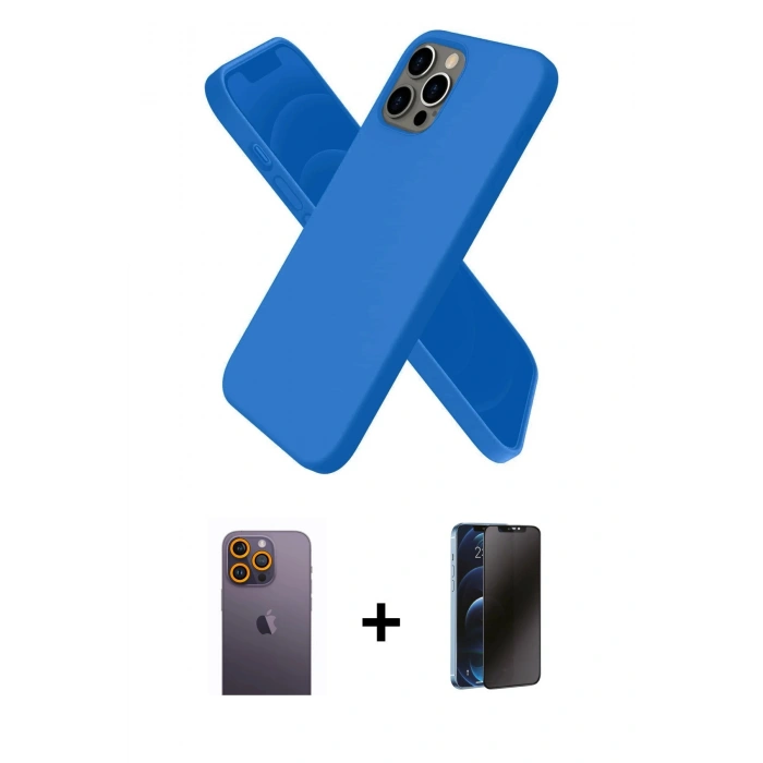 MARSİLYAN™- iPhone 12 Pro Max Kılıf Kozmos Yansıma Özel Seri - Siyah 3D Antistatik Hayalet Cam Ekran Koruyucu + Neon Fosforlu Kamera Lens - SI