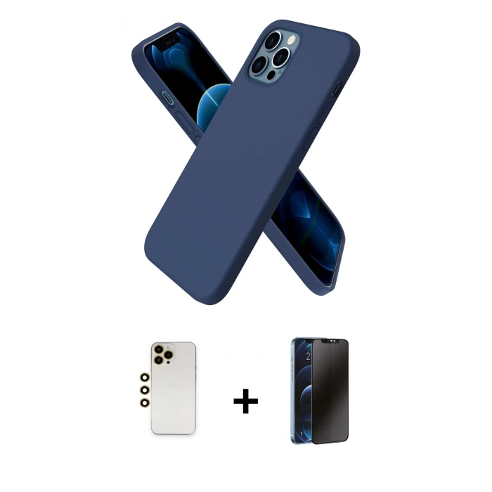 MARSİLYAN™- iPhone 12 Pro Max Kılıf Kozmos Yansıma Özel Seri - Siyah 3D Antistatik Hayalet Cam Ekran Koruyucu + Shine Kamera Lens - GD