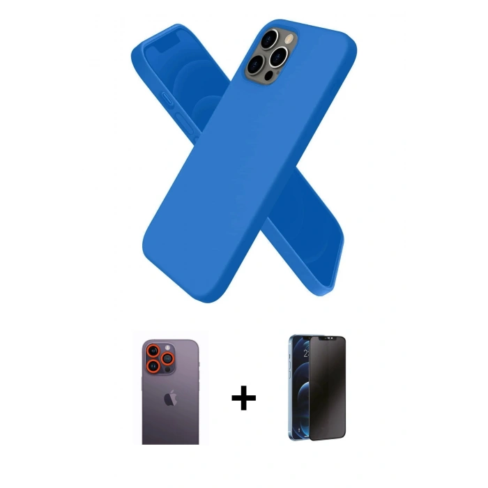 MARSİLYAN™- iPhone 12 Pro Max Kılıf Kozmos Yansıma Özel Seri - Siyah 3D Antistatik Hayalet Cam Ekran Koruyucu + Neon Fosforlu Kamera Lens - TU