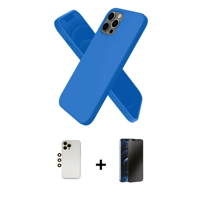 MARSİLYAN™- iPhone 12 Pro Max Kılıf Kozmos Yansıma Özel Seri - Siyah 3D Antistatik Hayalet Cam Ekran Koruyucu + Shine Kamera Lens - GD