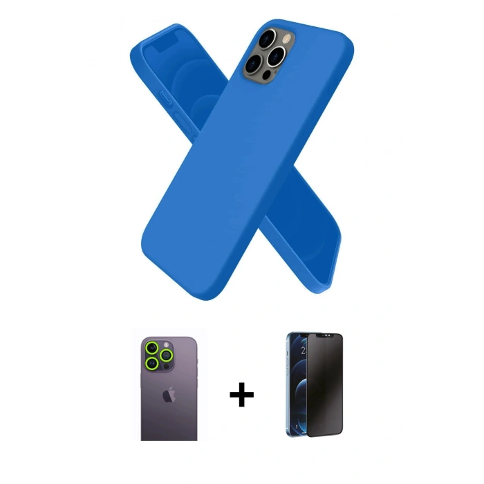 MARSİLYAN™- iPhone 12 Pro Max Kılıf Kozmos Yansıma Özel Seri - Siyah 3D Antistatik Hayalet Cam Ekran Koruyucu + Neon Fosforlu Kamera Lens - YL