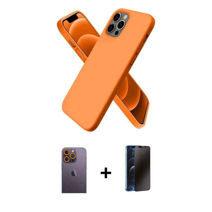 MARSİLYAN™- iPhone 12 Pro Max Kılıf Kozmos Yansıma Özel Seri - Siyah 3D Antistatik Hayalet Cam Ekran Koruyucu + Neon Fosforlu Kamera Lens - SI
