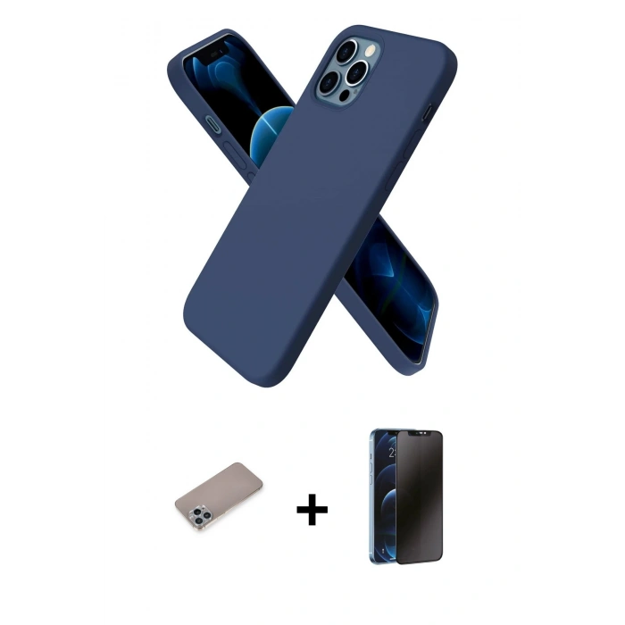 MARSİLYAN™- iPhone 12 Pro Max Kılıf Kozmos Yansıma Özel Seri - Siyah 3D Antistatik Hayalet Cam Ekran Koruyucu + Shine Kamera Lens Koruma Cam - SABE